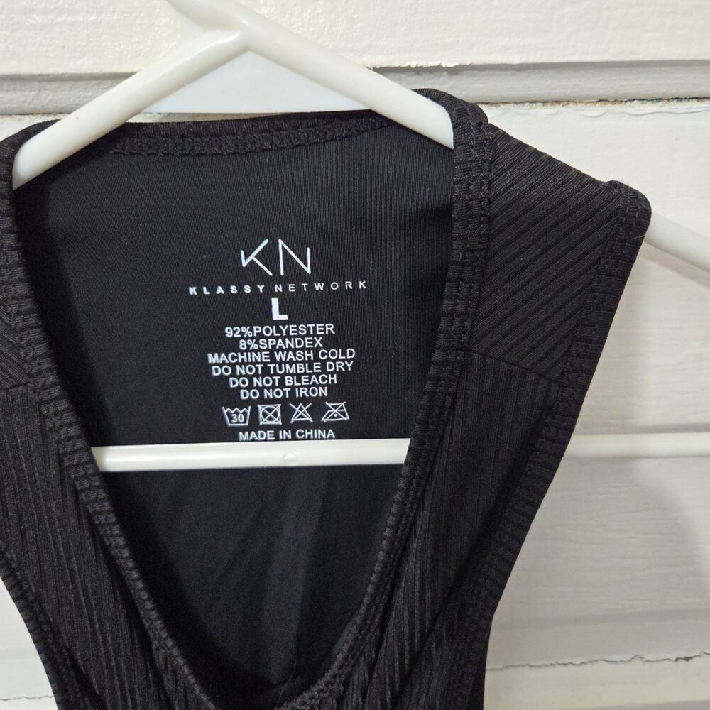 KN Klassy Network black ribbed tank body suit womens size Large